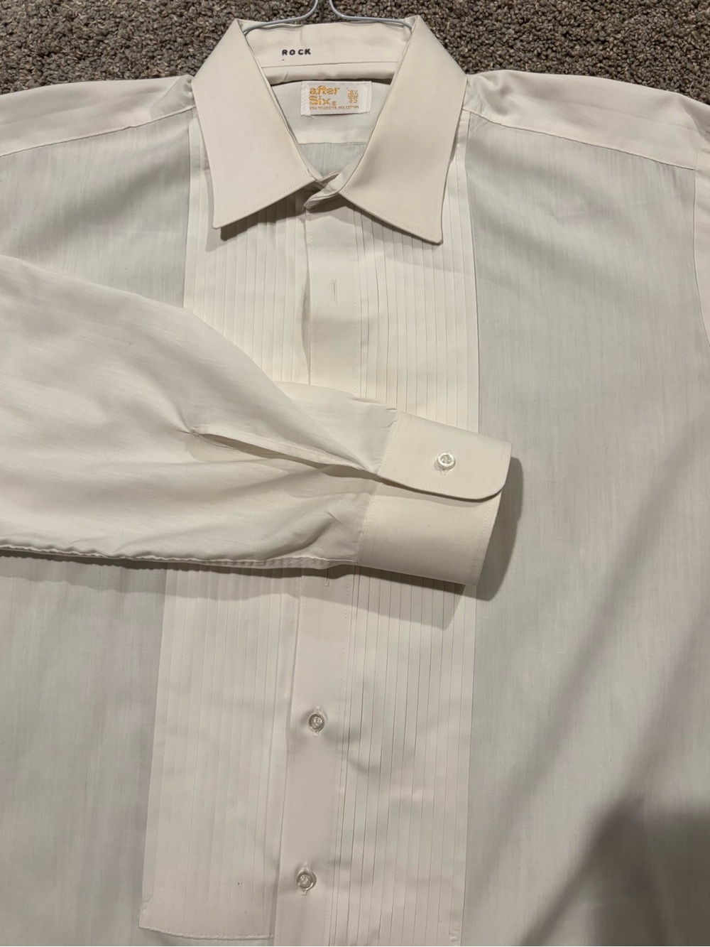 After Six Pleated Tuxedo Shirt 16.5-34 Poplin Long Sleeve Formal Shirt Vintage